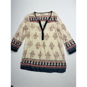 Lucky Brand Bohemian Organic Blouse 3/4 Sleeve Top Rayon Tunic 
blouse Sz Small